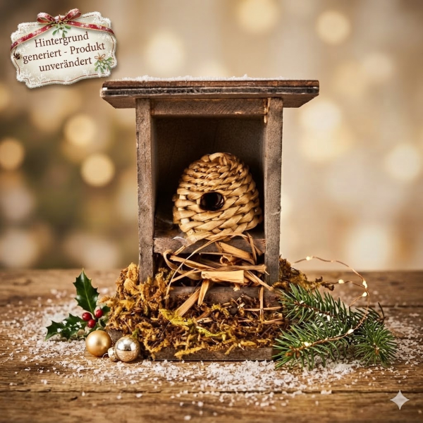 Ein kleines Bienenhaus voller Wärme – ein stimmungsvolles Detail für deine Weihnachtskrippe